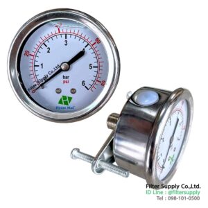 เกจวัดแรงดัน 100 PSI 6 Bar แบบน้ำมัน Hydro Max Pressure Gauge