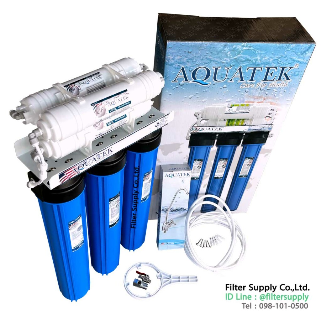 เครื่องกรองน้ำ Aquatek UF 20 นิ้ว กรอง 6 ขั้นตอน ไส้ UF 2 ไส้ เพิ่ม Flow น้ำ