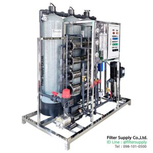 เครื่องกรองน้ำ ro 15 q/day pretreatment บนเฟรมสแตนเลส