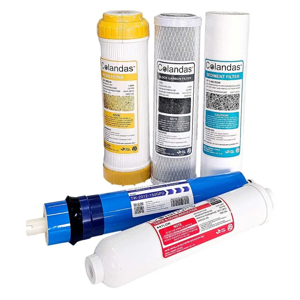 ชุดไส้กรองน้ำ colandas ro 150 gpd resin 1 ชุด 5 ไส้