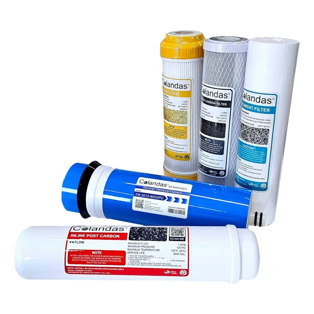 ชุดไส้กรองน้ำ colandas ro 600 gpd แบบมี resin 1 ชุด 5 ไส้