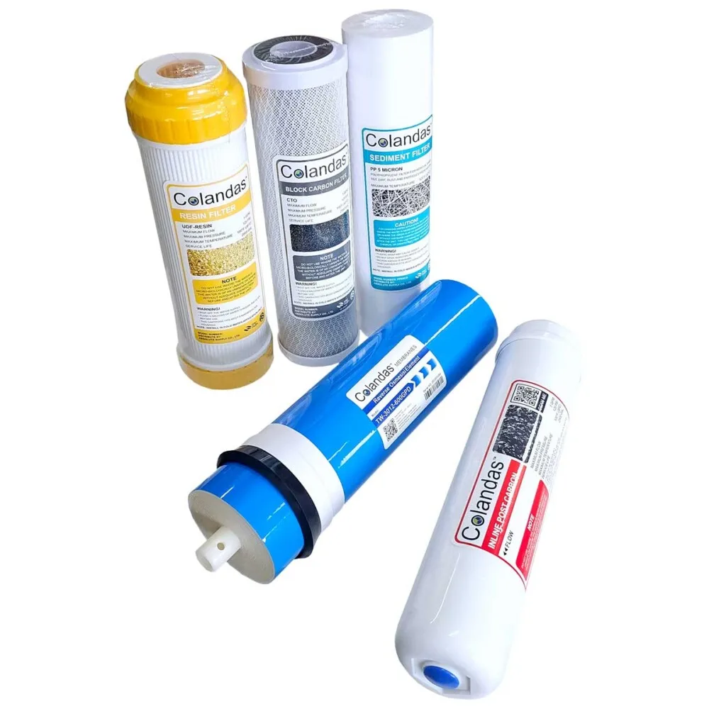 ชุดไส้กรองน้ำ colandas ro 600 gpd แบบมี resin 1 ชุด 5 ไส้