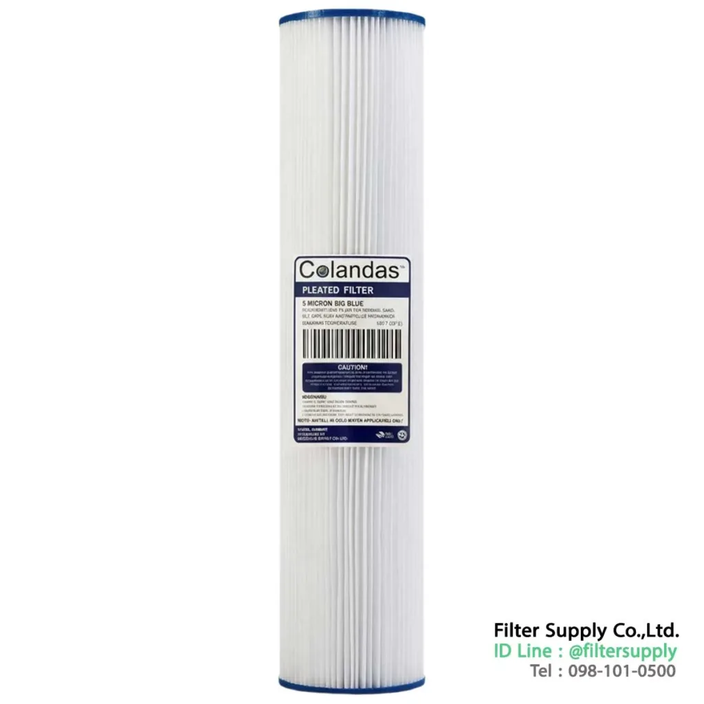 pleated filter bigblue colandas 20 นิ้ว 5 ไมครอน ไส้กรองน้ำ pp แบบจีบ